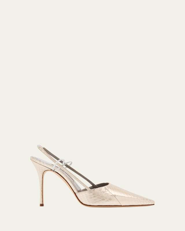 Touki Metallic Snake Slingback Pumps